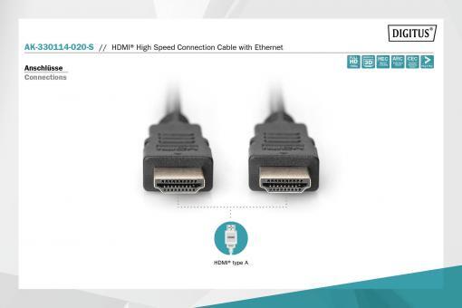 DIGITUS HDMI mit Ethernet Anschlusskabel High Speed 2m