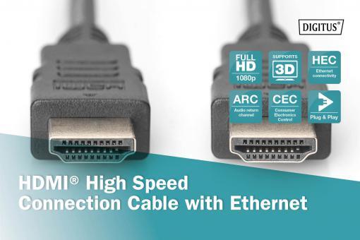 DIGITUS HDMI mit Ethernet Anschlusskabel High Speed 2m
