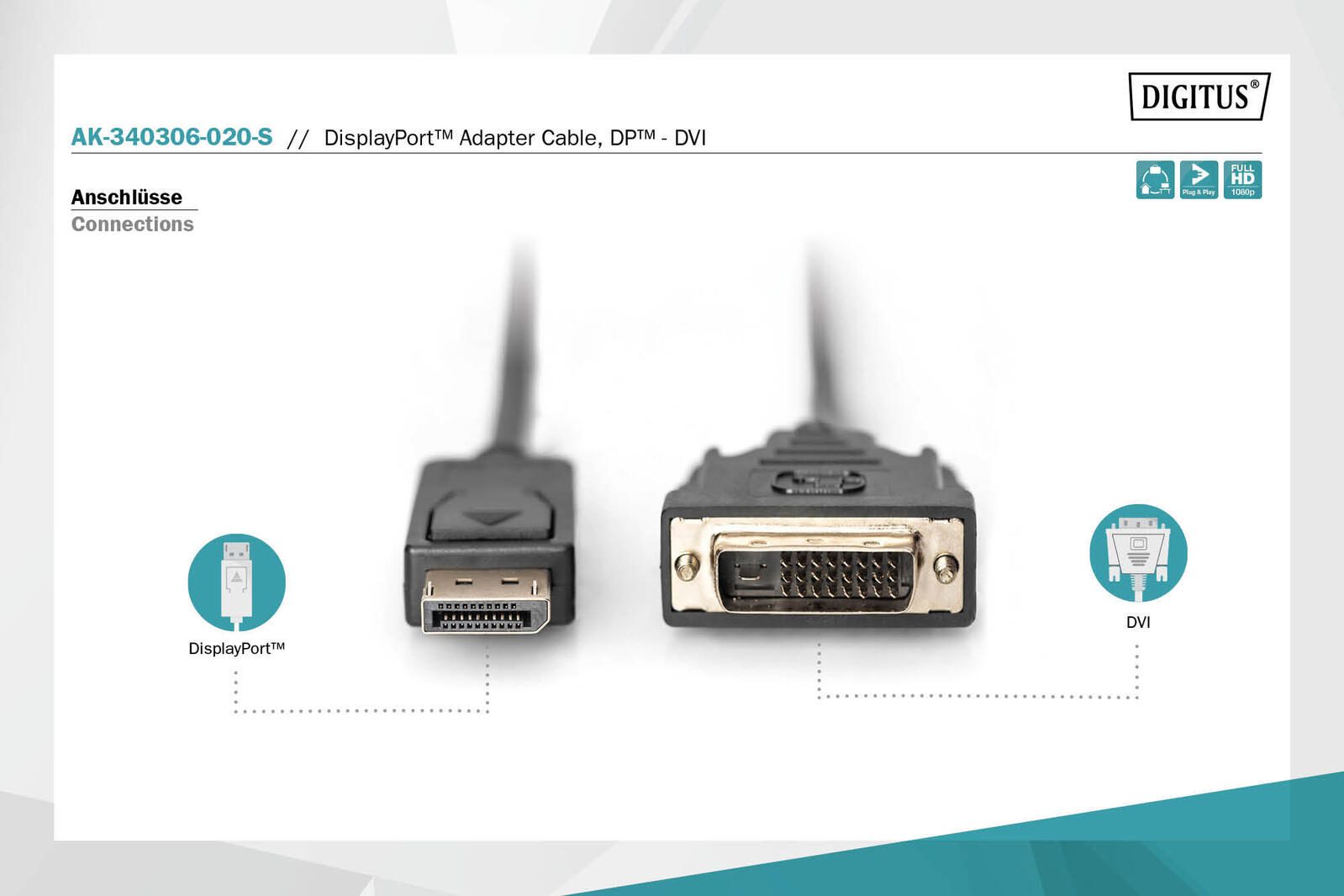 DIGITUS DisplayPort-Adapterkabel - DisplayPort / DVI 2m