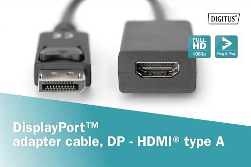 DIGITUS DisplayPort-Adapterkabel - DisplayPort / HDMI 0,15m