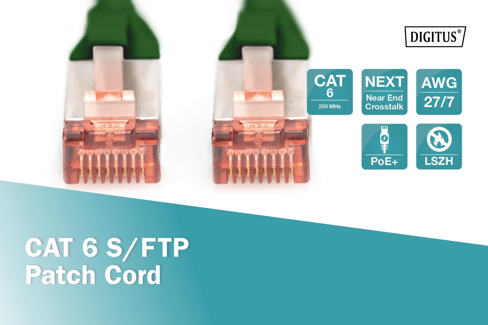 DIGITUS Patch-Kabel RJ-45 (M) zu RJ-45 (M) 5m Kupfer S/FTP Cat 6 grün (DK-1644-050/G)