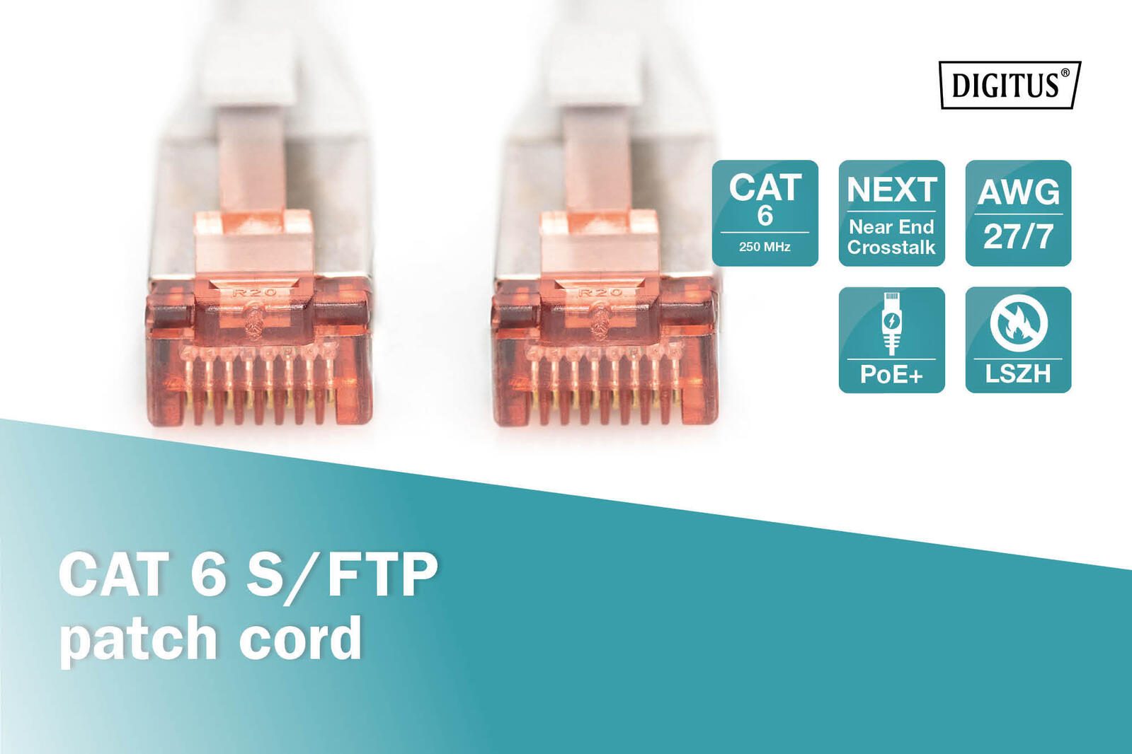 DIGITUS Patch-Kabel RJ-45 (M) zu RJ-45 (M) 7m Kupfer S/FTP Cat 6 grau (DK-1644-070)