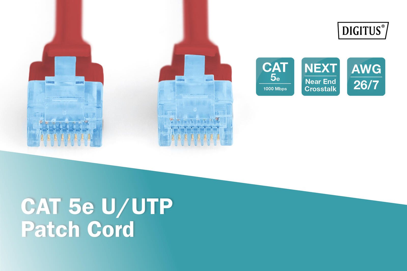 DIGITUS Patch-Kabel RJ-45 (M) zu RJ-45 (M) 0.5 m CCA U/UTP Cat 5e rot (DK-1512-005/R)