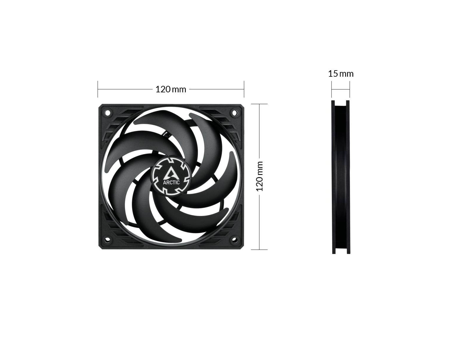 Arctic P12 Slim PWM PST - 3-pack value pack - Gehäuselüfter - 120mm - Schwarz - 23 dBA