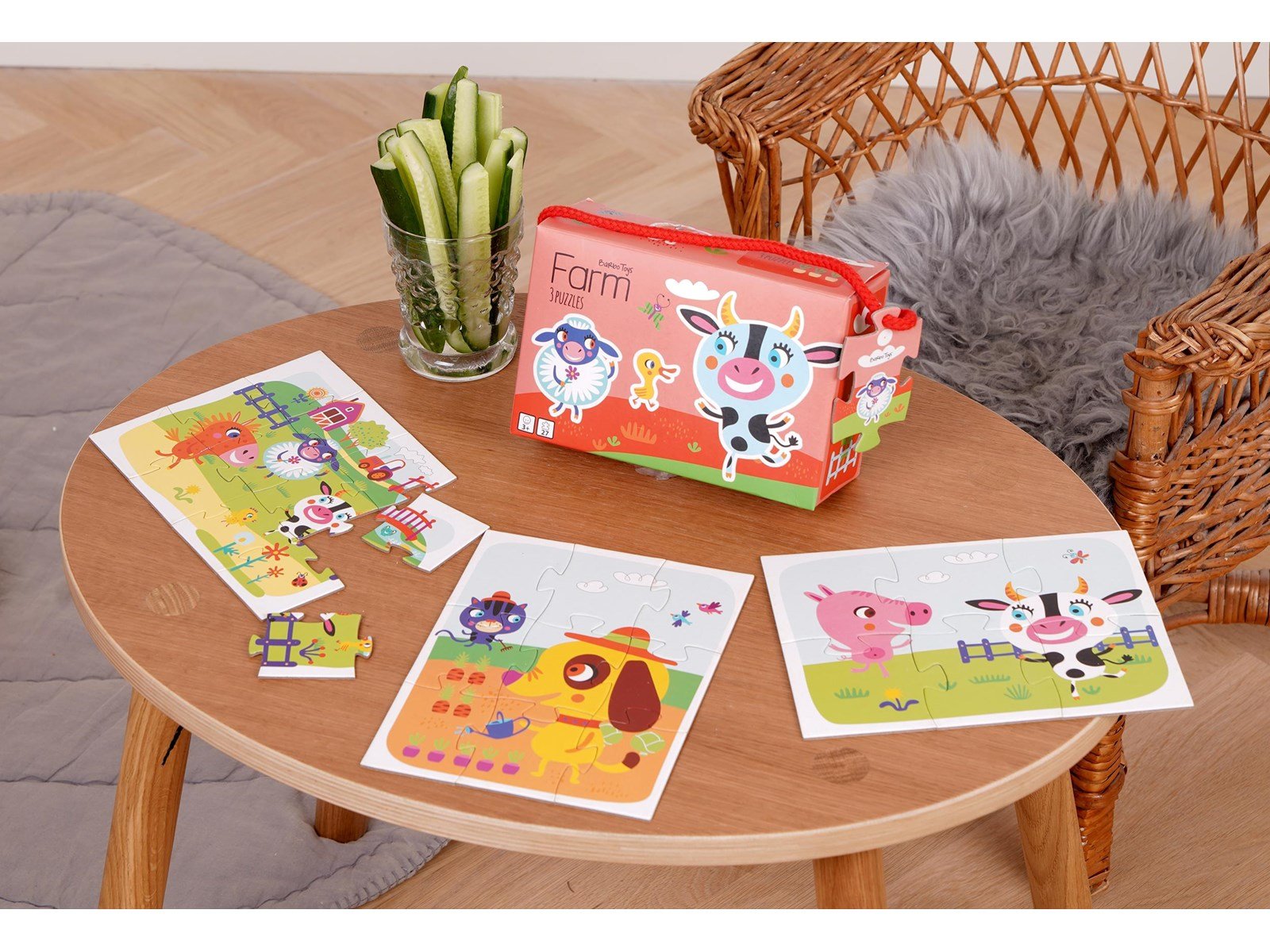 Barbo Toys Little Bright Ones - 3 Puzzles - Farm