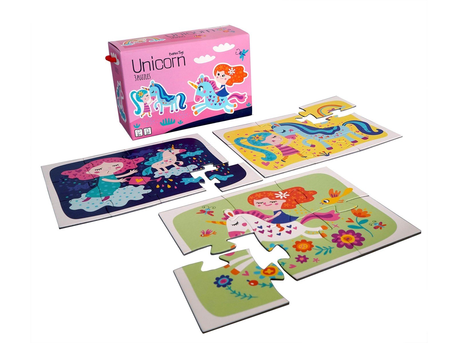 Barbo Toys Little Bright Ones - 3 Puzzles - Unicorn