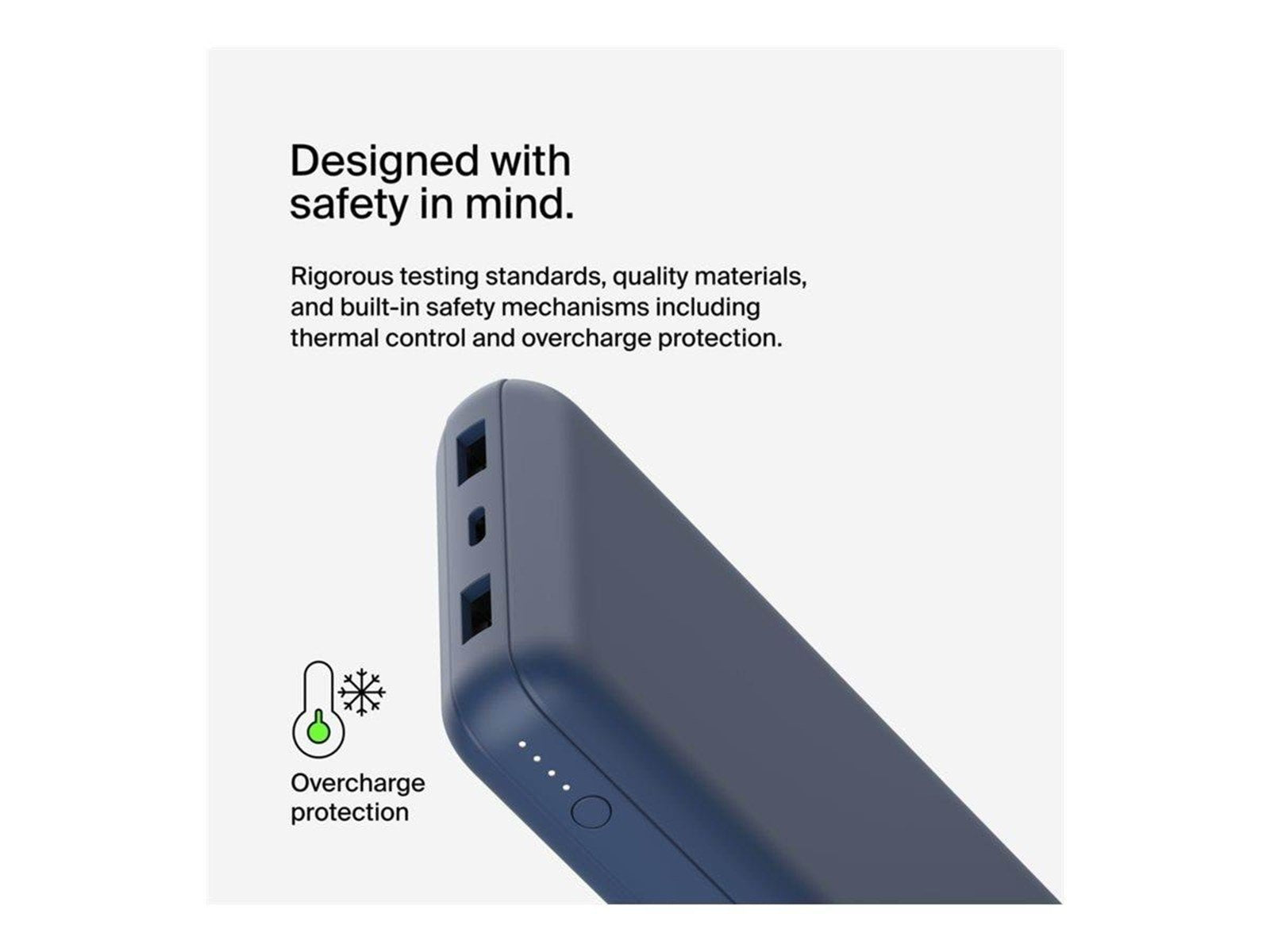 Belkin Power Bank 20K USB-A and USB-C 15W blue Powerbank (Akku) - 20000 mAh