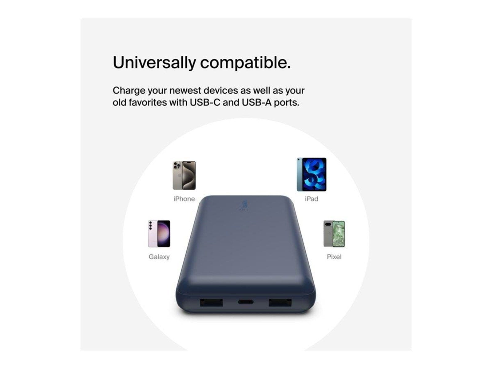 Belkin Power Bank 20K USB-A and USB-C 15W blue Powerbank (Akku) - 20000 mAh