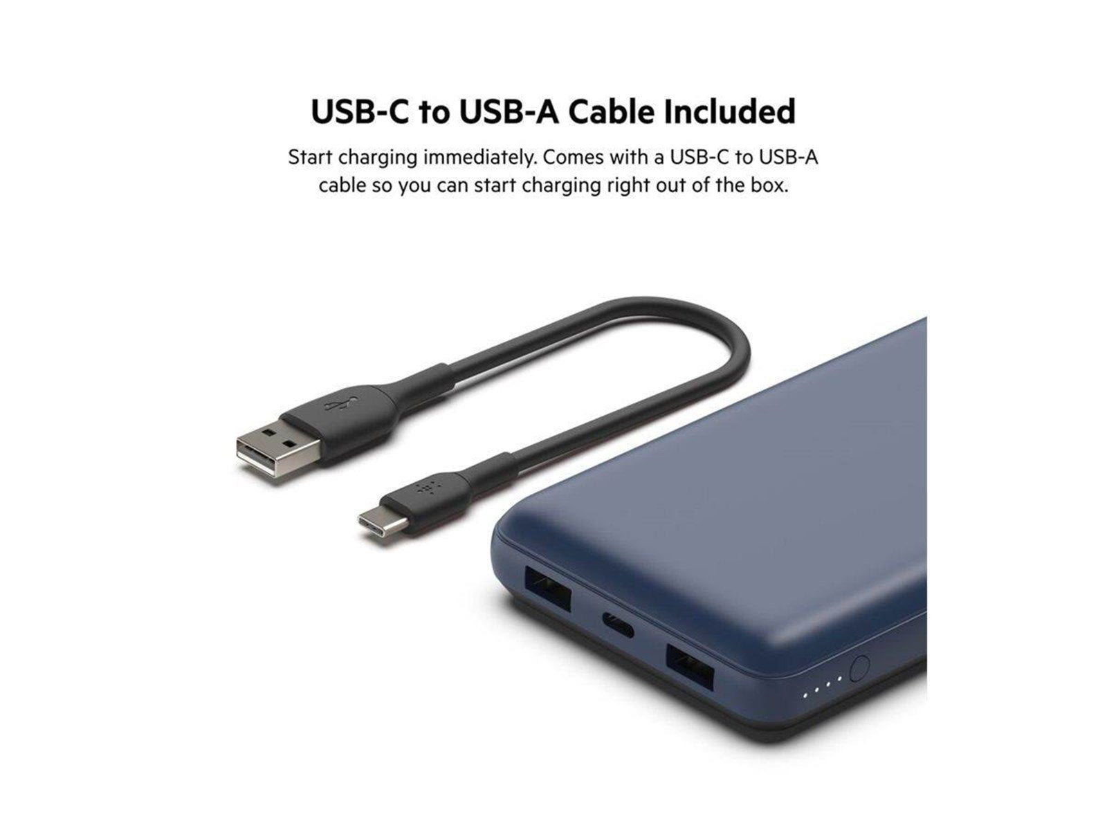Belkin Power Bank 20K USB-A and USB-C 15W blue Powerbank (Akku) - 20000 mAh