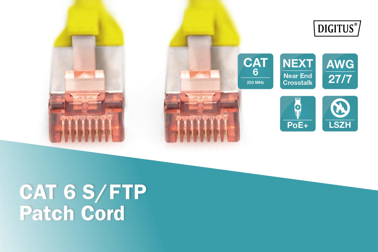 DIGITUS Patch-Kabel RJ-45 (M) zu RJ-45 (M) 0.25m Kupfer S/FTP Cat 6 gelb (DK-1644-0025/Y)