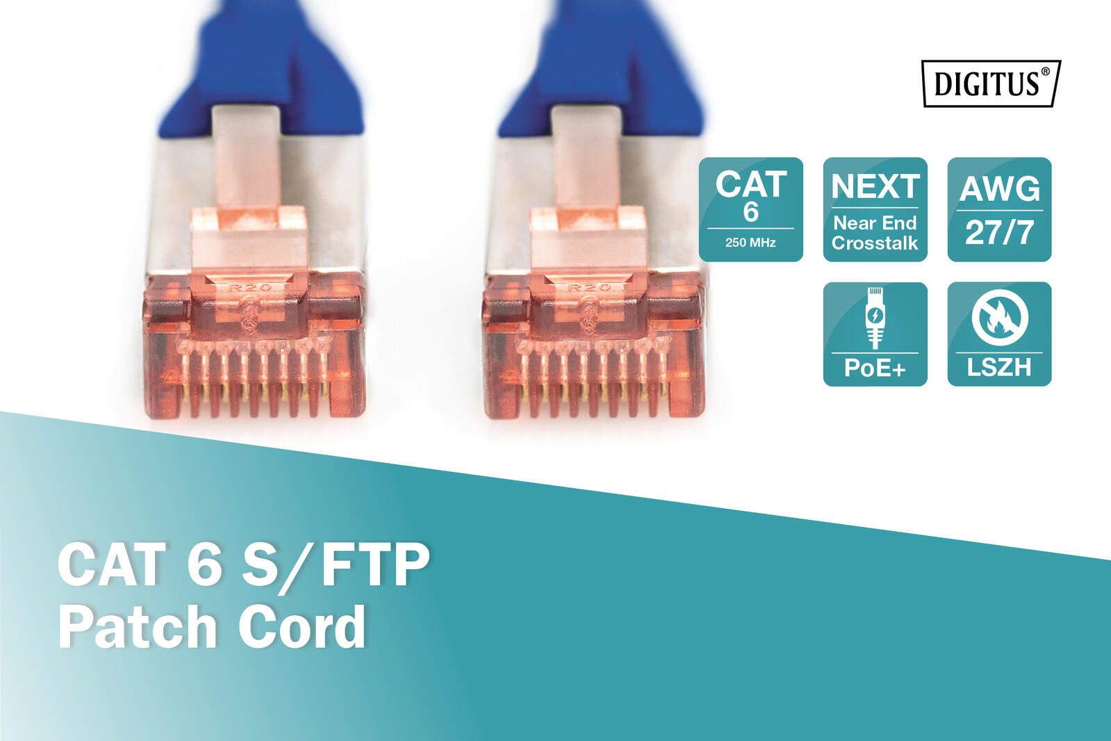 DIGITUS Patch-Kabel RJ-45 (M) zu RJ-45 (M) 5m Kupfer S/FTP Cat 6 blau (DK-1644-050/B)
