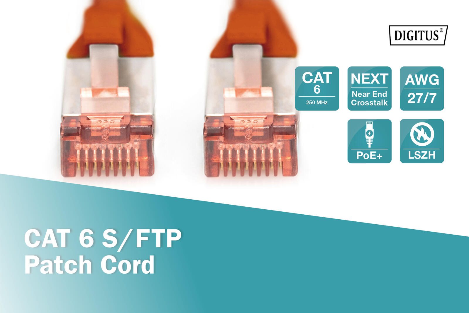 DIGITUS Patch-Kabel RJ-45 (M) zu RJ-45 (M) 5m Kupfer S/FTP Cat 6 rot (DK-1644-050/R)