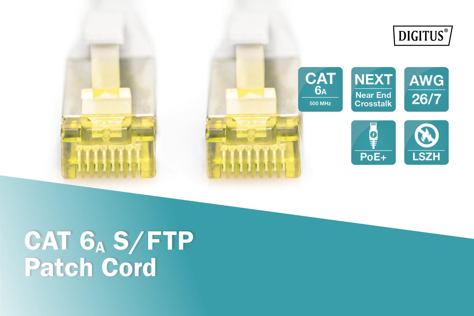 DIGITUS Patch-Kabel RJ-45 (M) zu RJ-45 (M) 5m Kupfer S/FTP Cat 6a grau (DK-1644-A-050)
