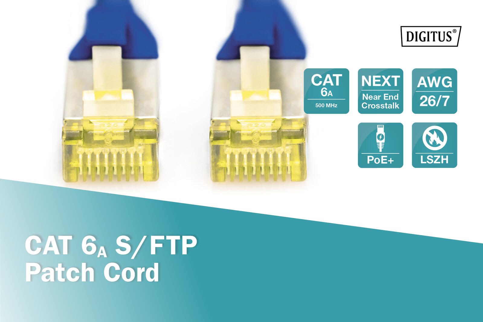 DIGITUS Patch-Kabel RJ-45 (M) zu RJ-45 (M) 5m Kupfer S/FTP Cat 6a blau (DK-1644-A-050/B)