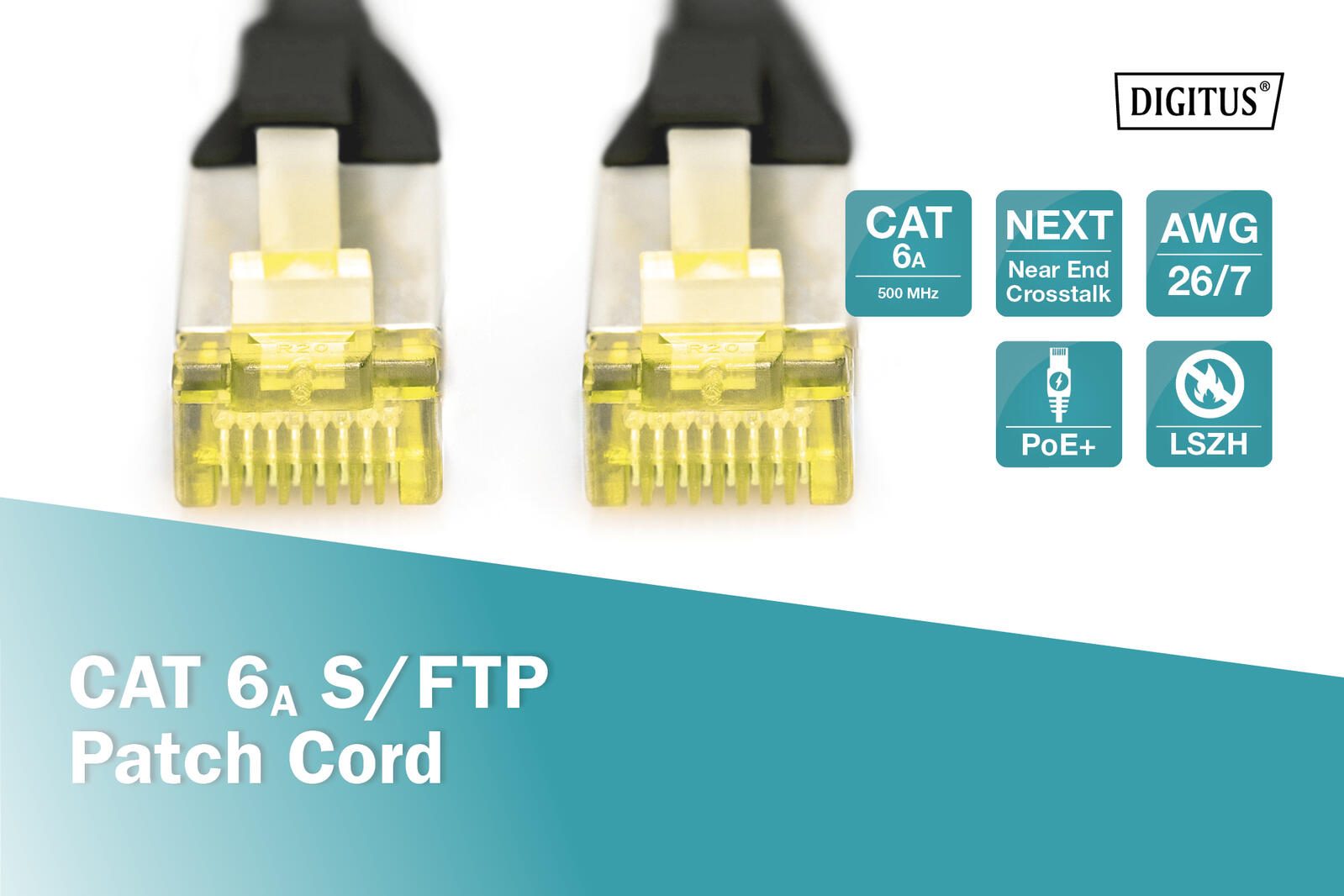 DIGITUS Patch-Kabel RJ-45 (M) zu RJ-45 (M) 5m Kupfer S/FTP Cat 6a schwarz