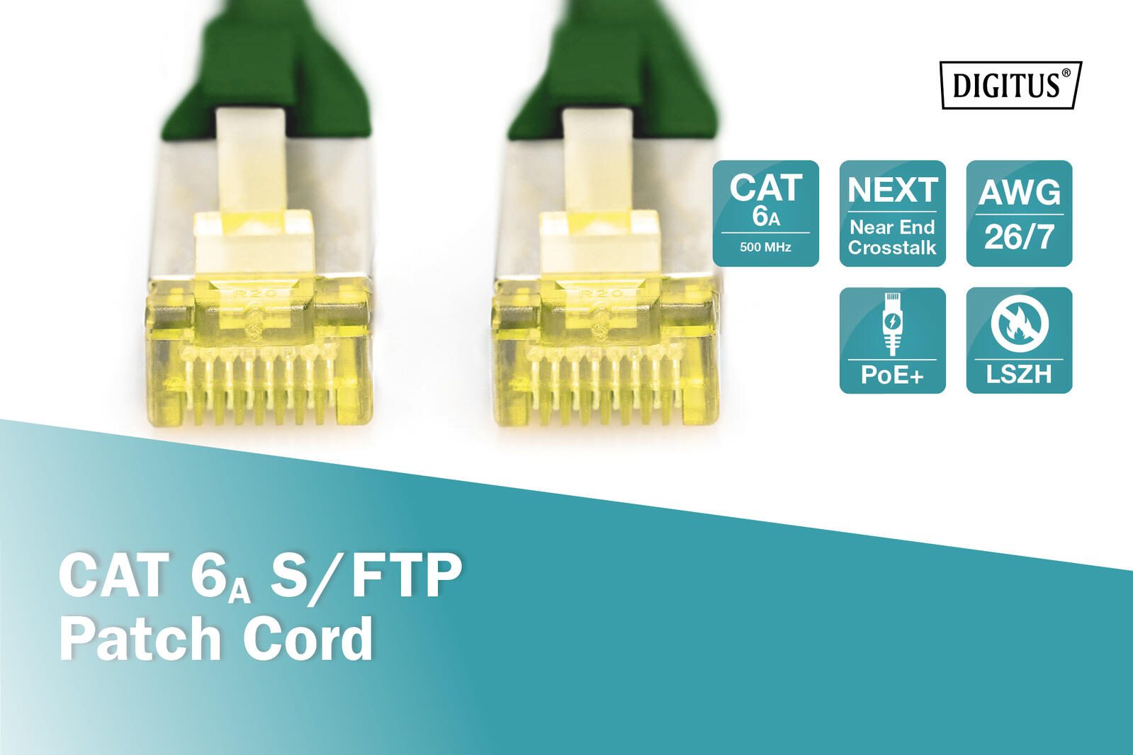 DIGITUS Patch-Kabel RJ-45 (M) zu RJ-45 (M) 5m Kupfer S/FTP Cat 6a grün (DK-1644-A-050/G)