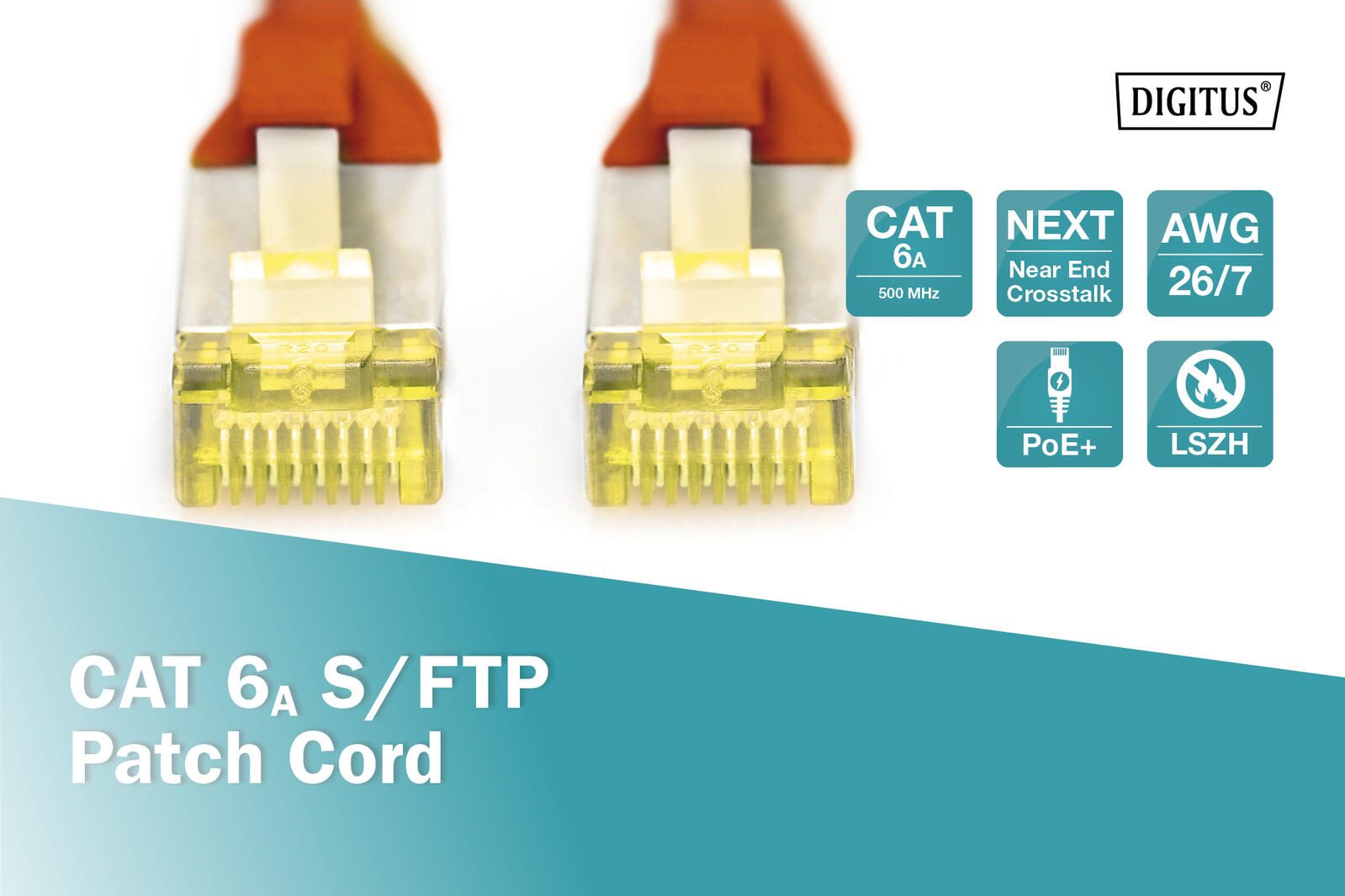DIGITUS Patch-Kabel RJ-45 (M) zu RJ-45 (M) 5m Kupfer S/FTP Cat 6a rot (DK-1644-A-050/R)