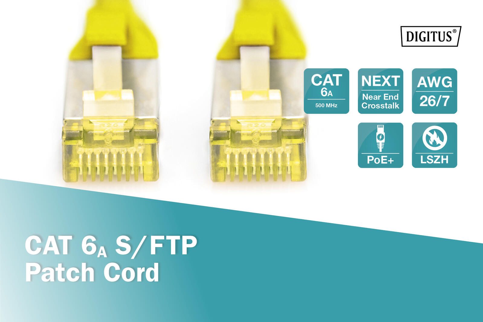 DIGITUS Patch-Kabel RJ-45 (M) zu RJ-45 (M) 5m Kupfer S/FTP Cat 6a gelb (DK-1644-A-050/Y)
