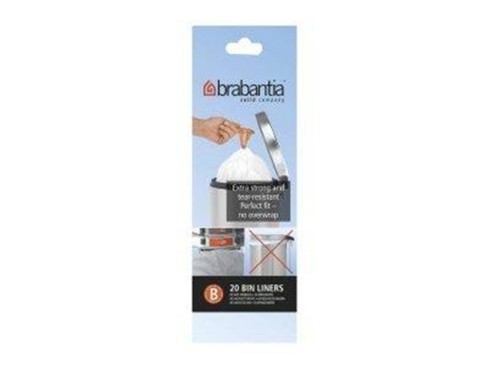 brabantia Size B - trash can liner - 5 L - high-density polyethylene (HDPE) - white - pack of 12 x 20