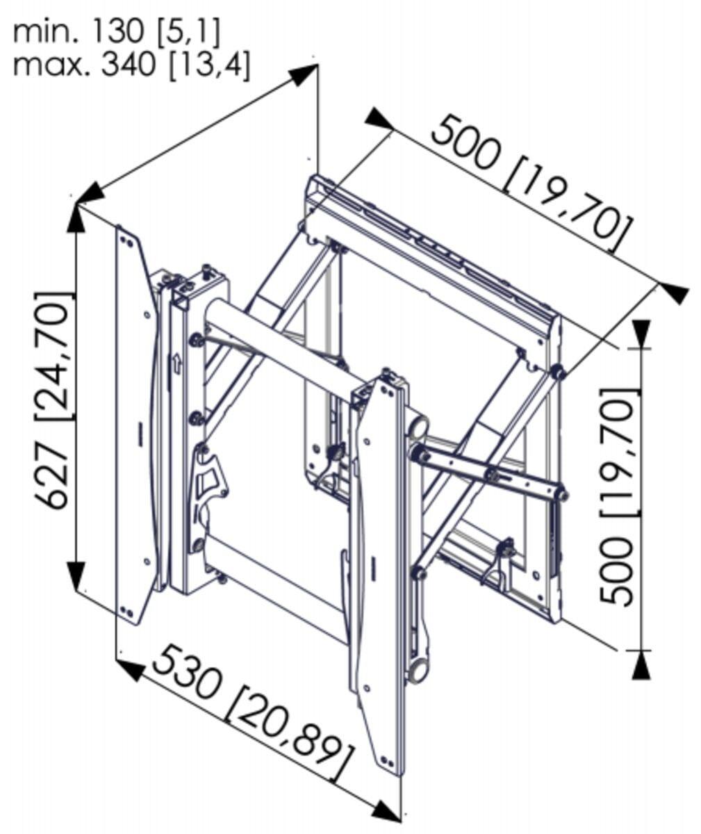 Vogel's PFW 6875 Pop-out-Videowandmodul für 94-165 cm (37-65') drehbar, max. 72 kg, Vesa max. 600 x 400, schwarz
