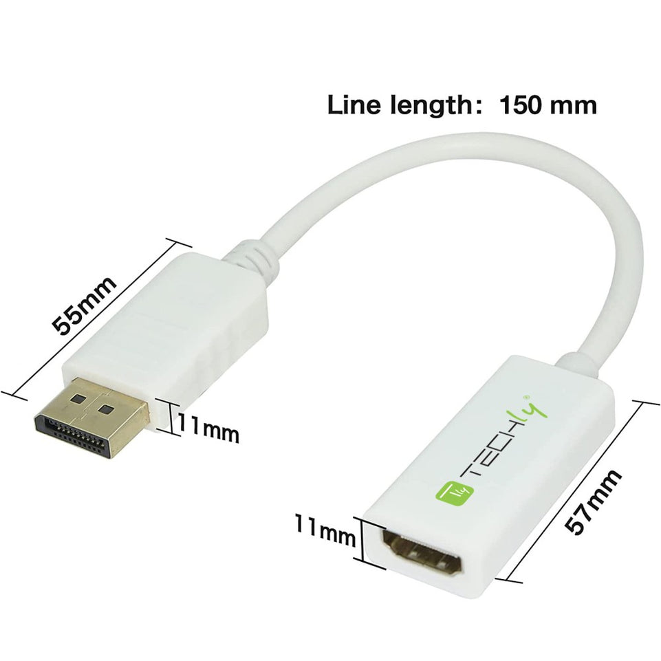 Techly Adapter - DisplayPort 1.2 Stecker auf HDMI 15cm