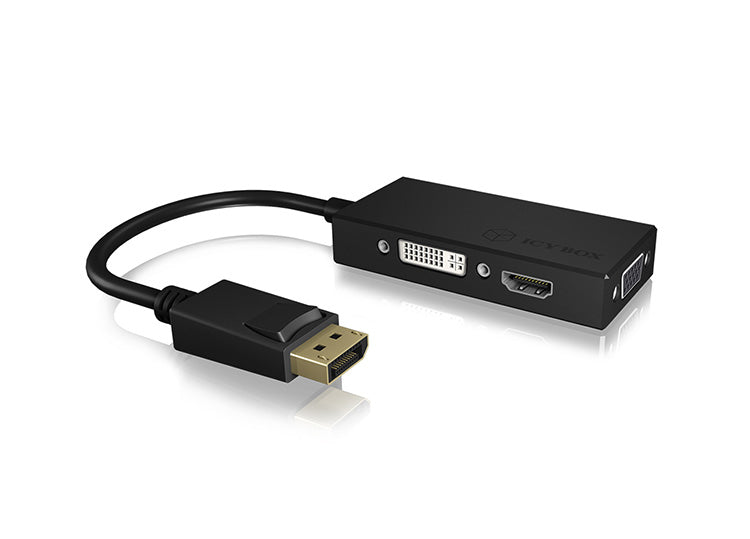 Adapter IcyBox 3in1 DisplayPort St. -> 1x VGA/HDMI/DVI Bu. retai