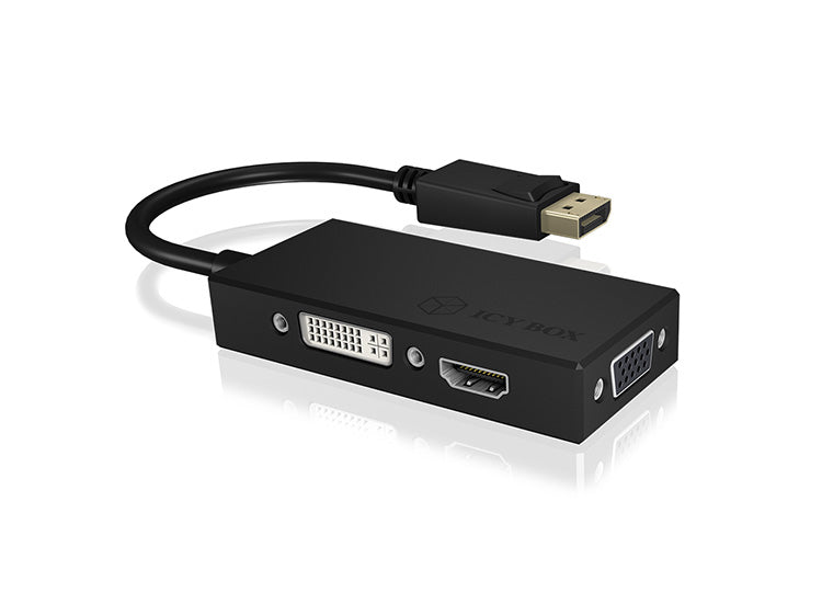 Adapter IcyBox 3in1 DisplayPort St. -> 1x VGA/HDMI/DVI Bu. retai