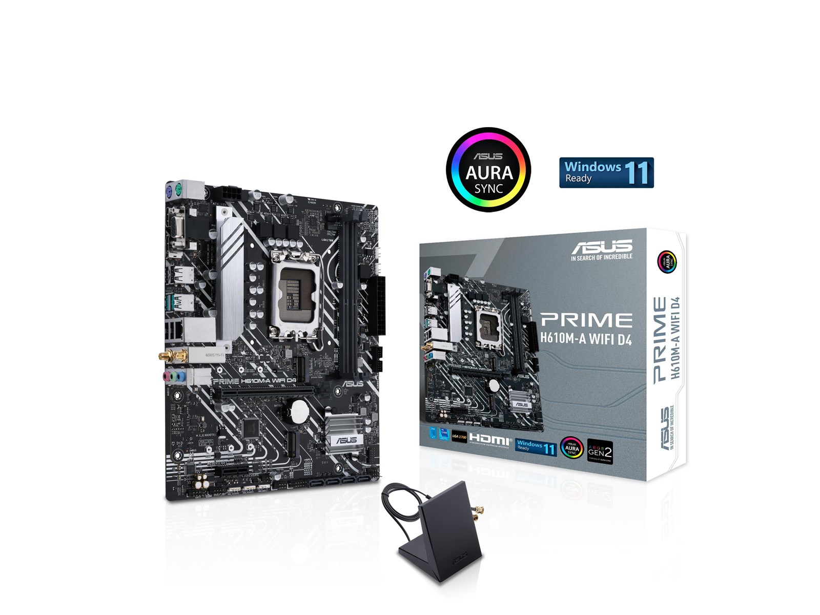 ASUS PRIME H610M-A WIFI D4 Mainboard - Intel H610 - Intel LGA1700 socket - DDR4 RAM - Micro-ATX