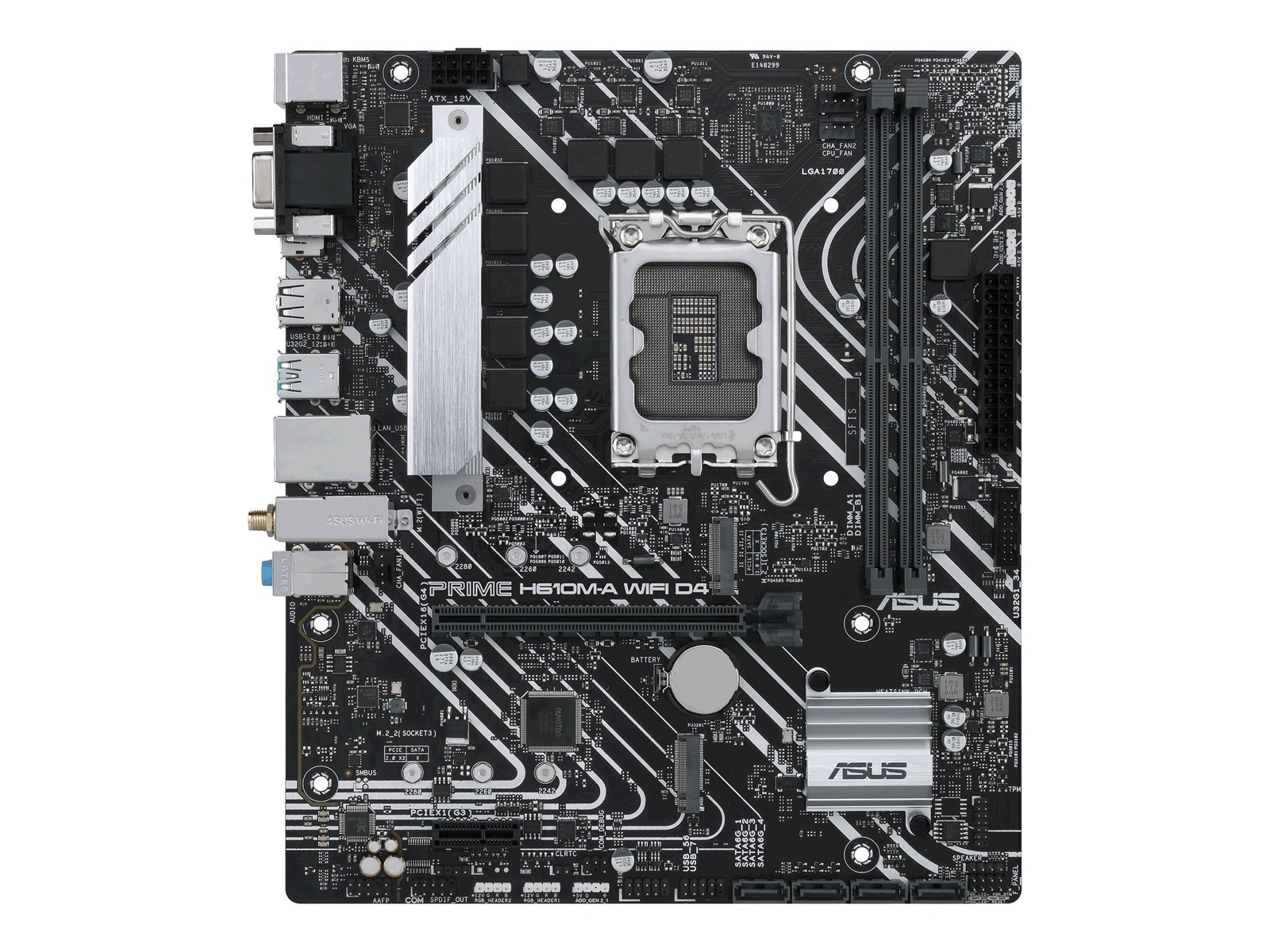 ASUS PRIME H610M-A WIFI D4 Mainboard - Intel H610 - Intel LGA1700 socket - DDR4 RAM - Micro-ATX