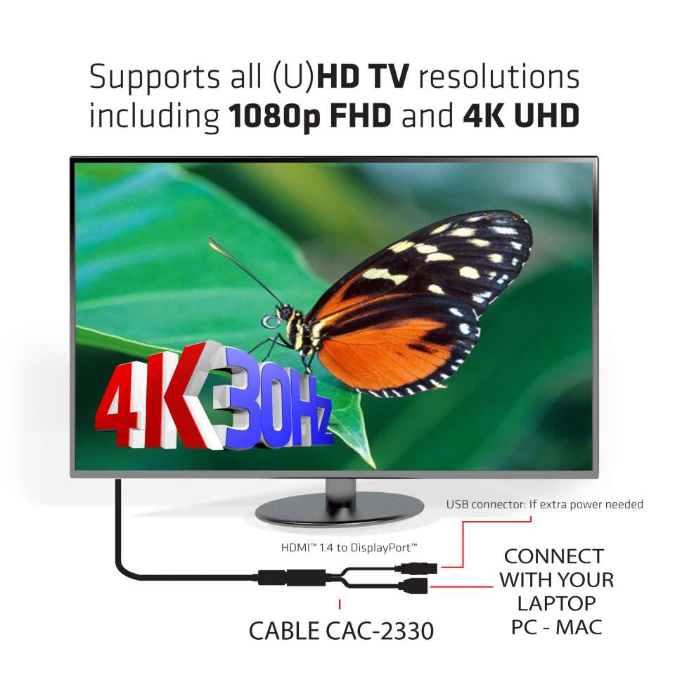 Club3D Adapter HDMI > DP  St/Bu 4K@30Hz Polybeutel