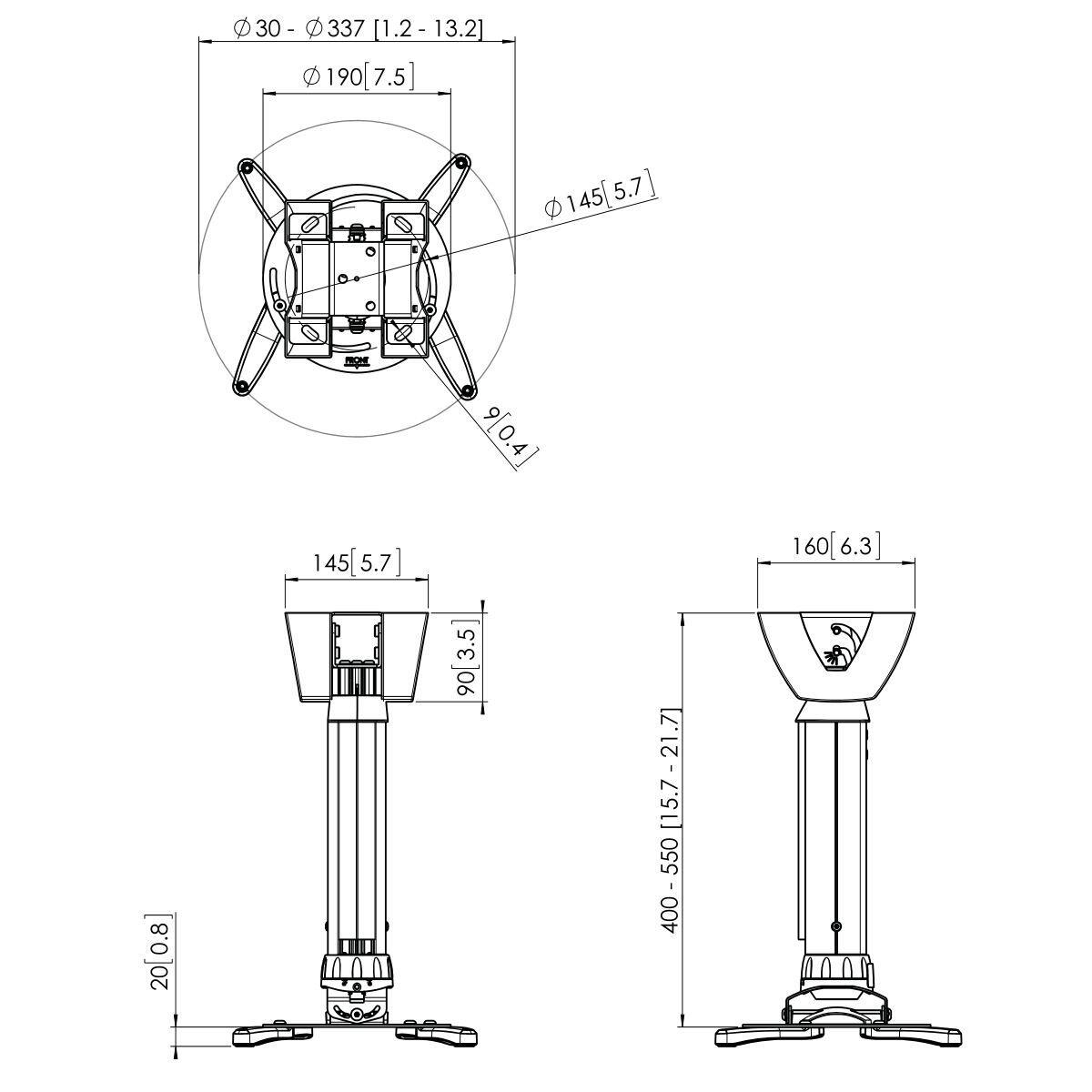 Vogel's PPC 1540 Projektor-Deckenhalterung für 30-337mm (1,2-13,2')