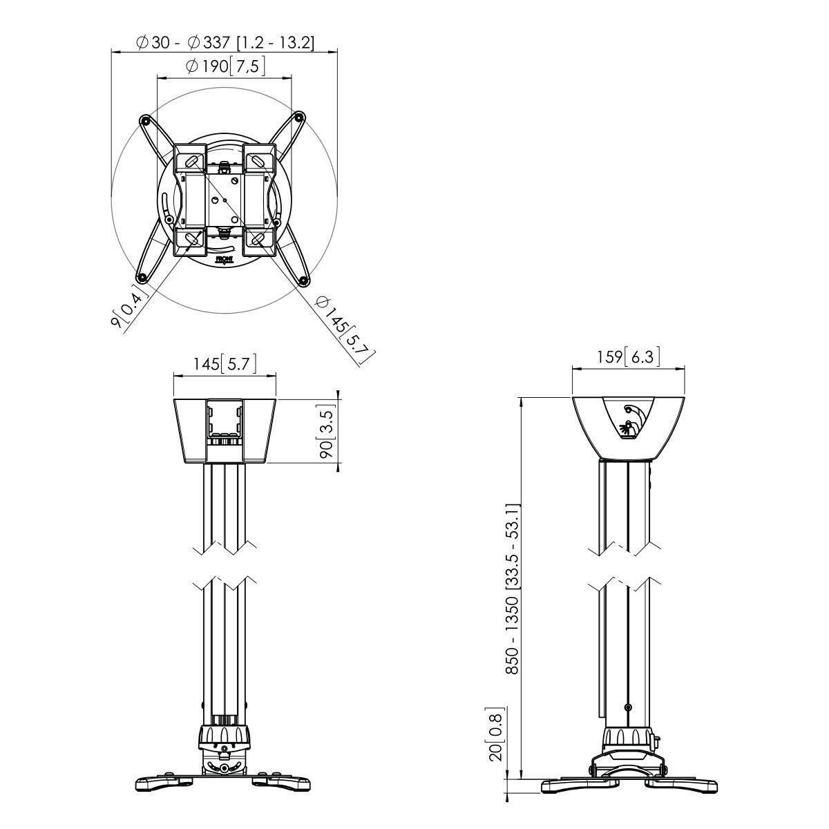 Vogel's PPC 1585 Projektor-Deckenhalterung für 30-337mm Durchmesser