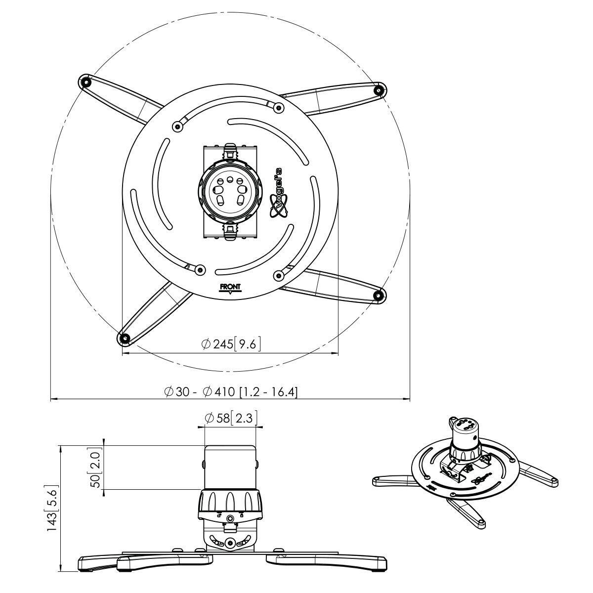 Vogel's PPC 2500 Projektor-Deckenhalterung für 30-410mm (1,2-13,2')