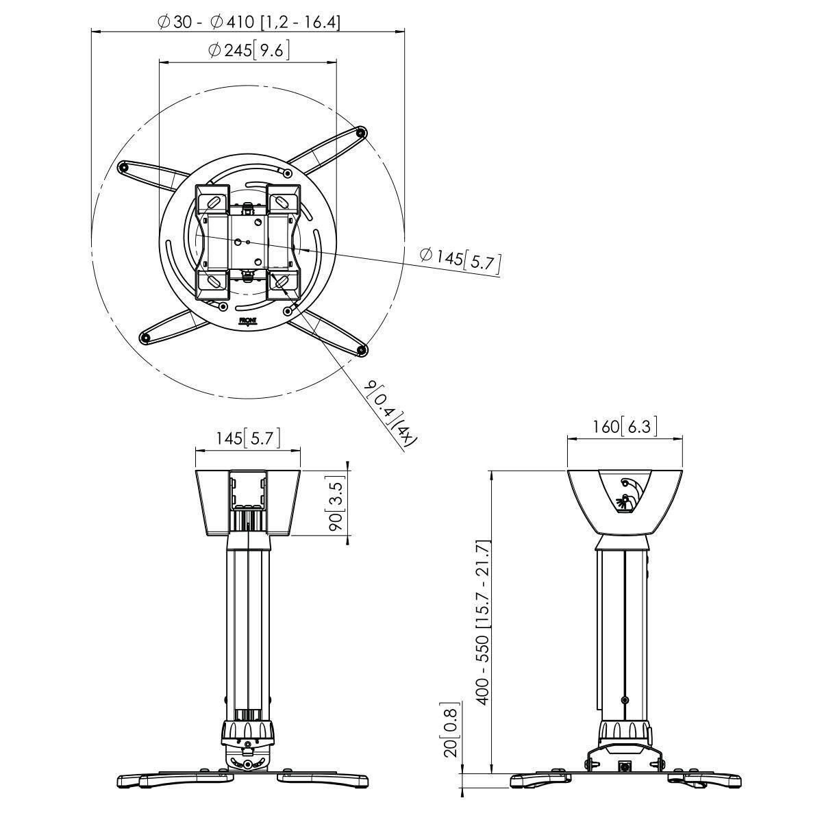 Vogel's PPC 2540 Projektor-Deckenhalterung für 30-410mm (1,2-13,2')