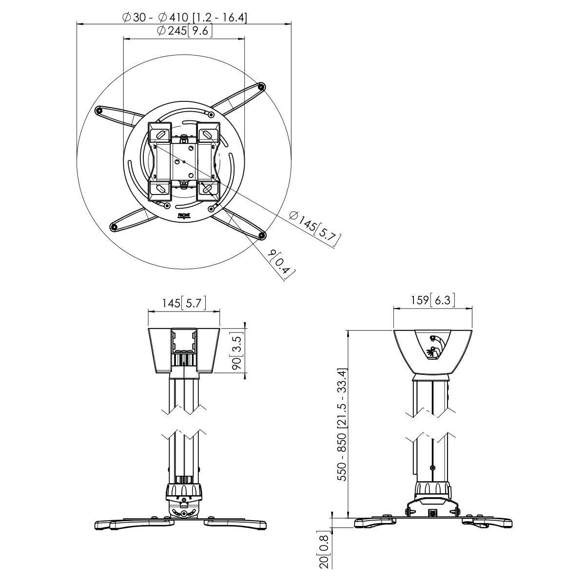 Vogel's PPC 2555 Projektor-Deckenhalterung für 30-410mm (1,2-13,2')
