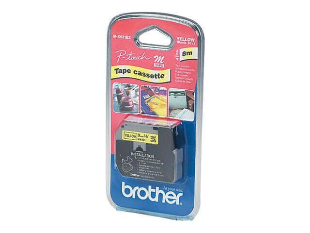 Brother MK621BZ - Nicht-laminiertes Schriftband - Schwarz auf Gelb - Rolle (0,9 cm x 8 m) - 1 Rolle(n) - für P-Touch PT-