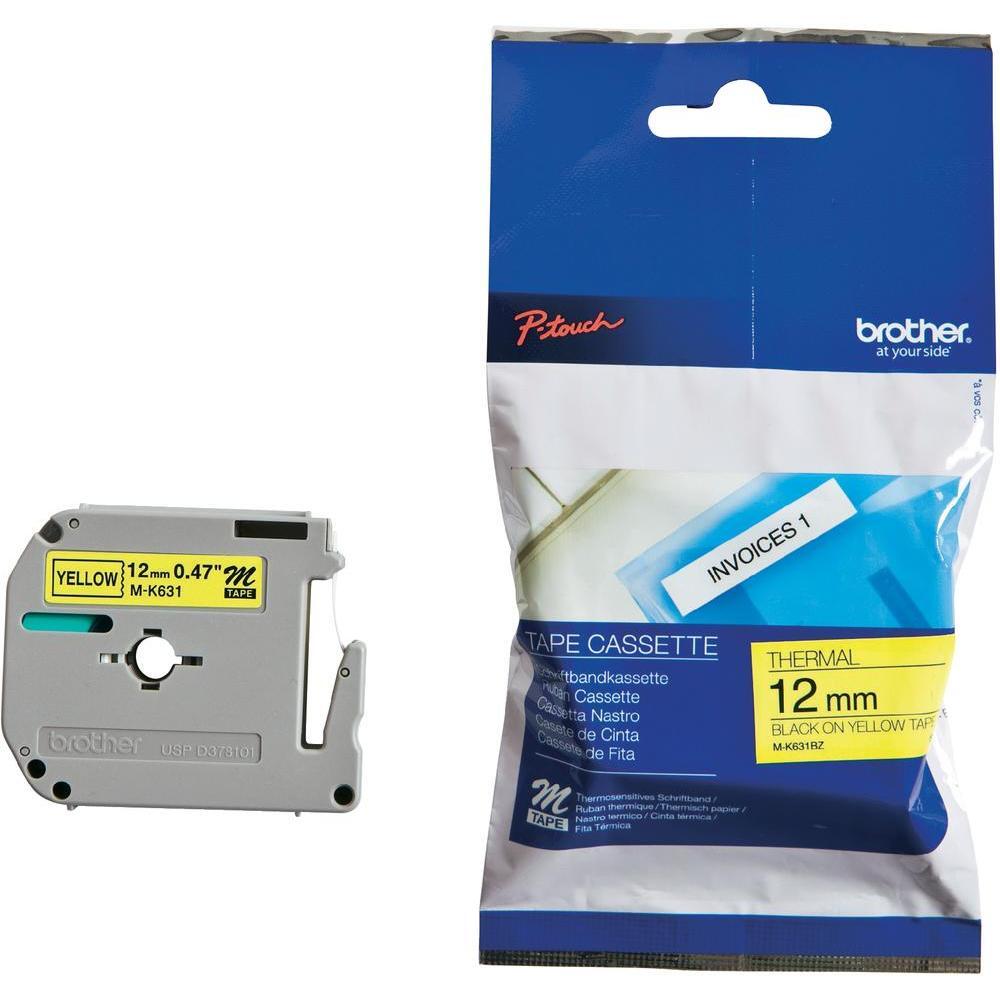 Brother MK631BZ - Nicht-laminiertes Schriftband - Schwarz auf Gelb - Rolle (0,9 cm x 8 m) - 1 Rolle(n) - für P-Touch PT-