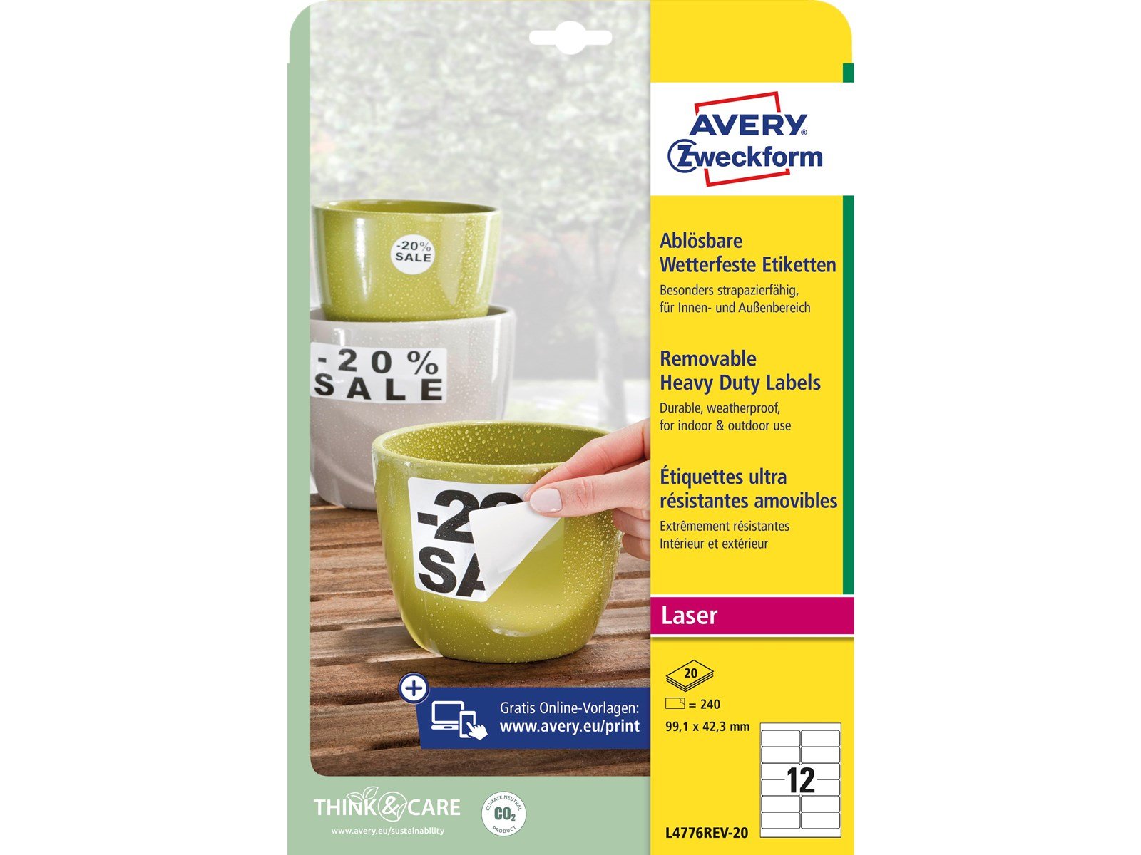 Avery Heavy duty labels removable white suitable for in- and outdoor use (-20oC to +80oC)