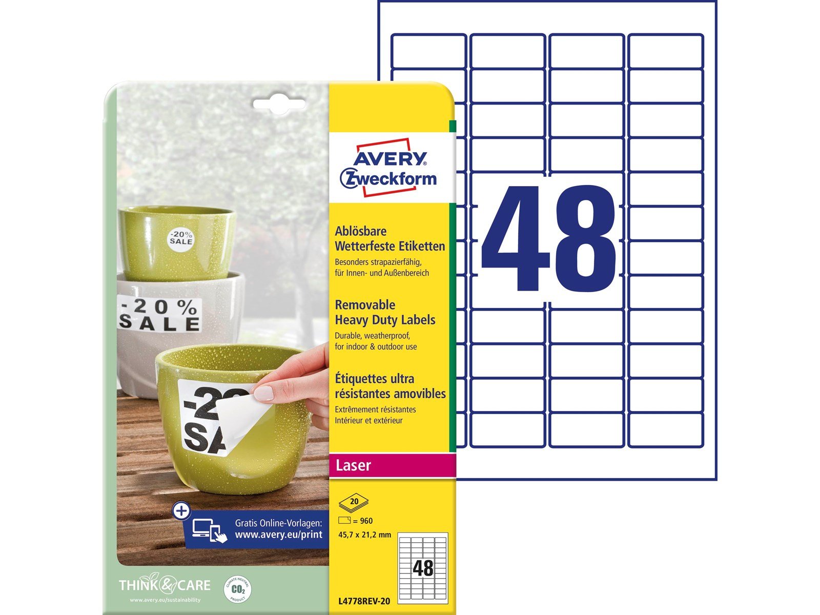 Avery Heavy duty labels removable white suitable for in- and outdoor use (-20oC to +80oC)