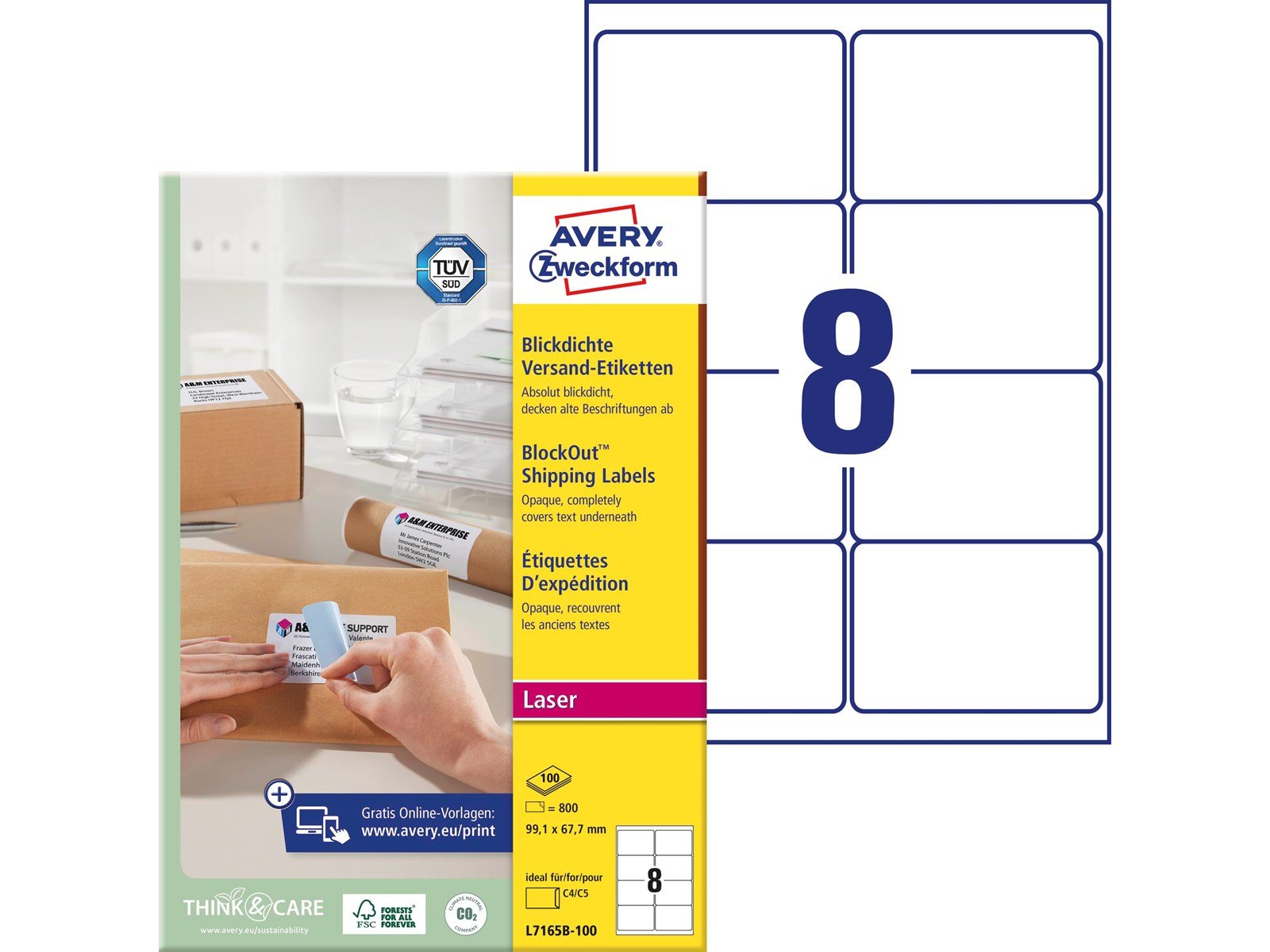 Avery Shipping Labels with BlockOut™ 8 labels/sheet
