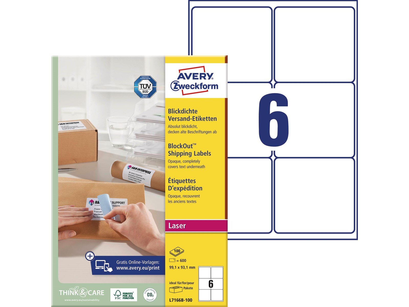 Avery Shipping Labels with BlockOut™ 6 labels/sheet