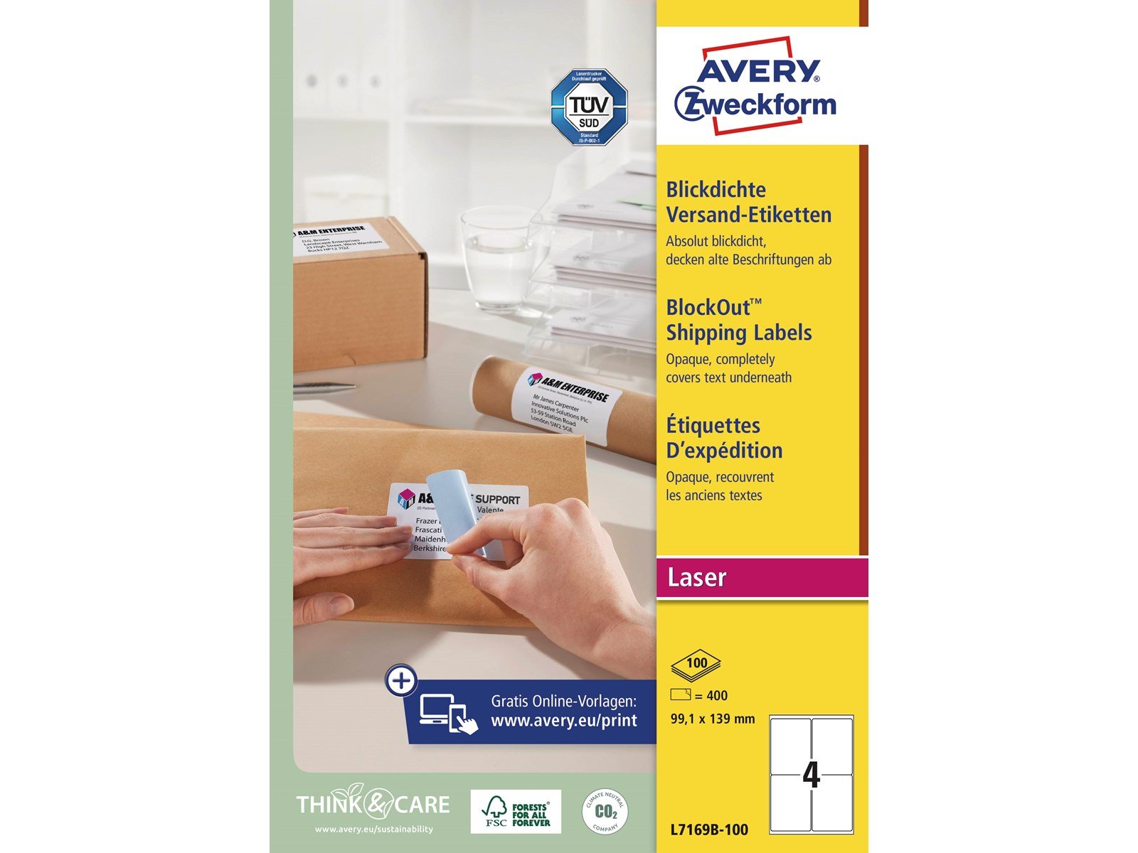 Avery Shipping Labels with BlockOut™ 4 labels/sheet