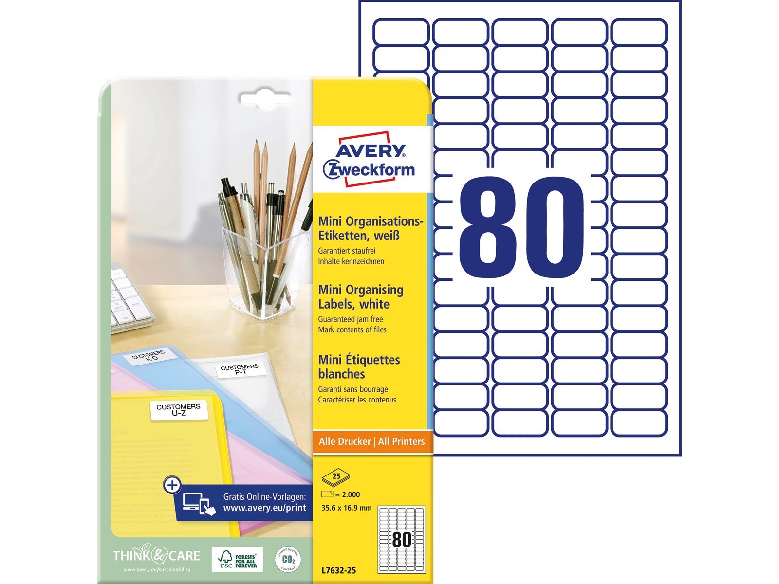 Avery Mini labels white