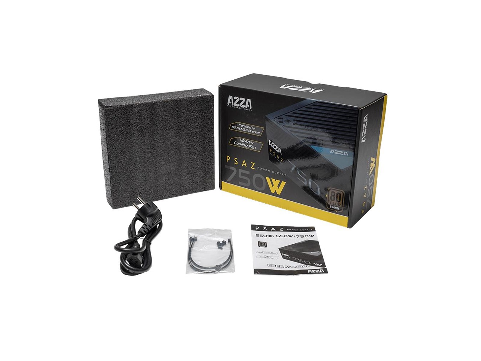 AZZA PSAZ - power supply - 750 Watt Netzteile - 750 Watt - 120 mm - ATX - 80 Plus Bronze zertifiziert