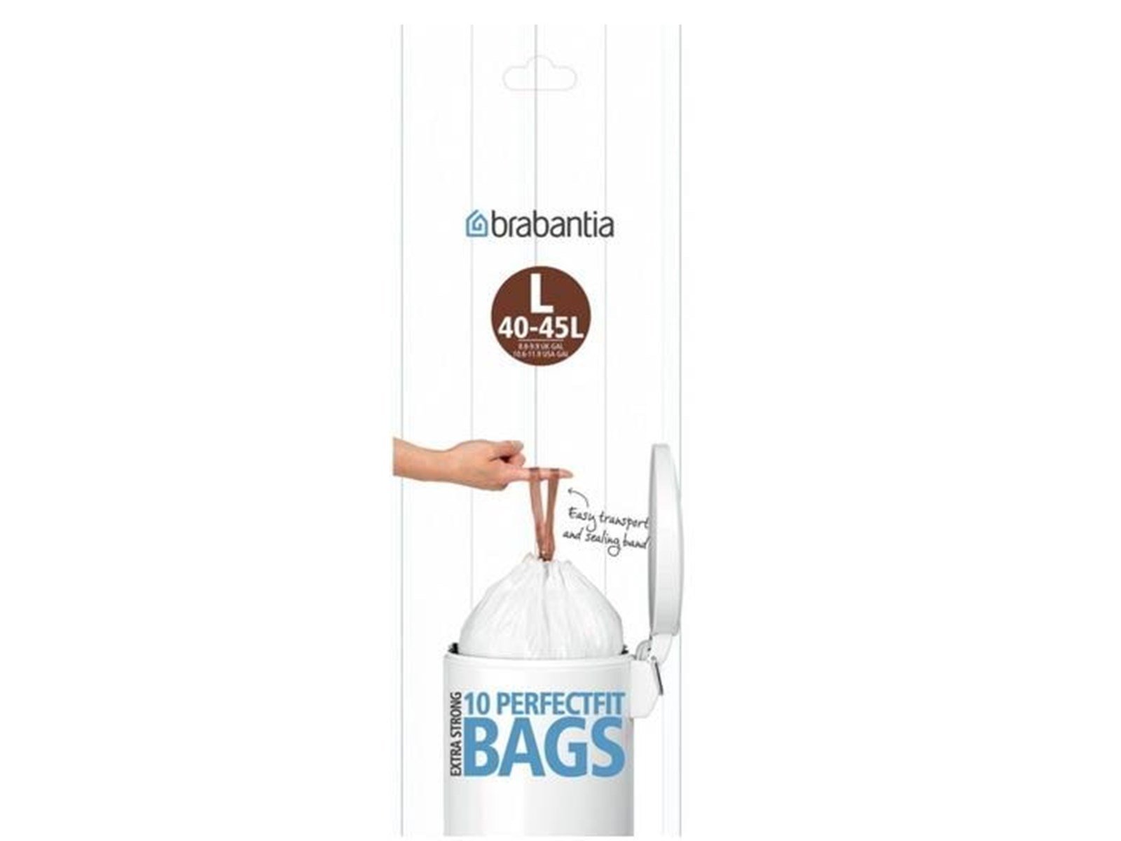 brabantia Size L - trash can liner - 45 L - high-density polyethylene (HDPE) - white - pack of 12 x 10