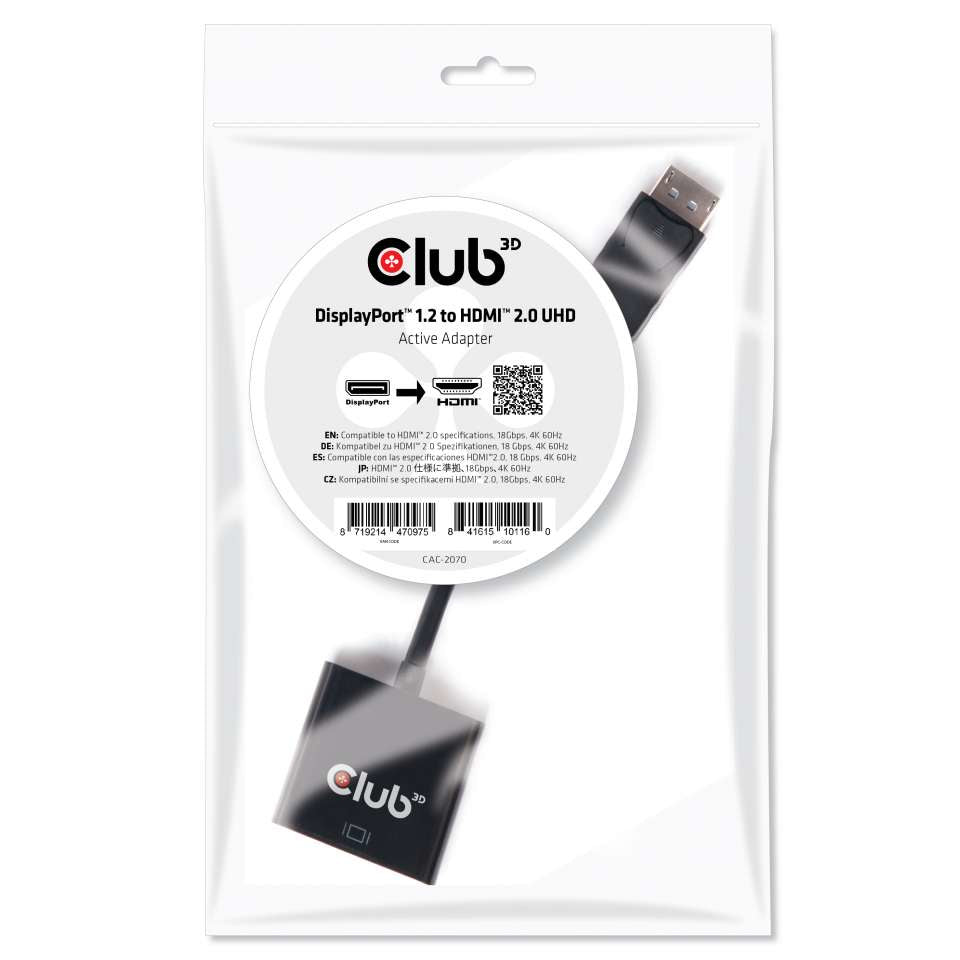 Club3D Adapter DisplayPort > HDMI 2.0 3D 4K60Hz aktiv St/Bu Poly