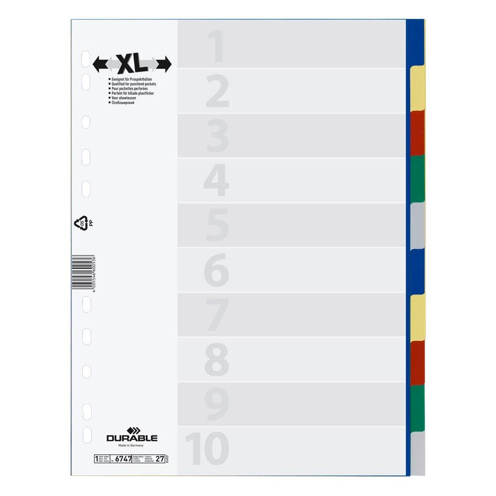 DURABLE Ordnerregister Vollformat, Überbreite blanko 10-teilig - 1 Satz