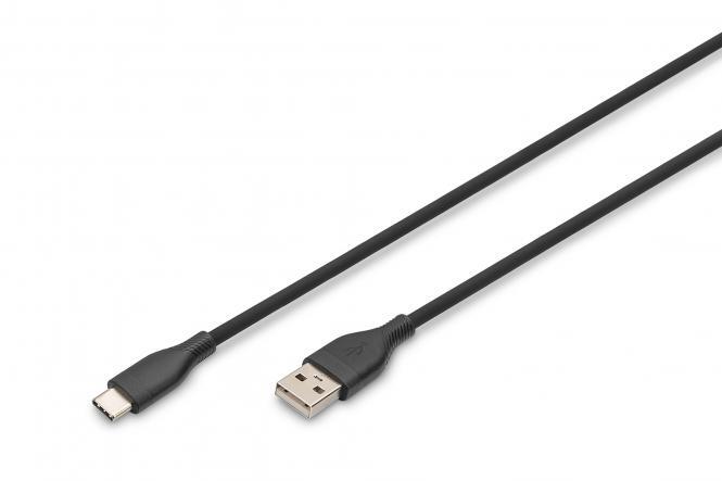 DIGITUS USB-C Silikon Anschlusskabel, 2m, schwarz