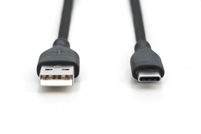 DIGITUS USB-C Silikon Anschlusskabel, 2m, schwarz