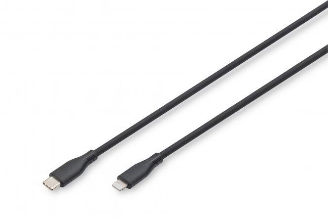 DIGITUS Lightning Silikon Anschlusskabel, USB-A - Lightning 1m, schwarz